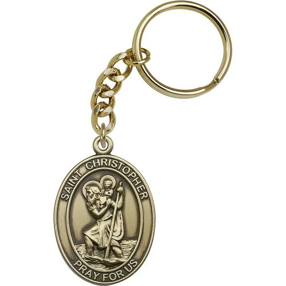 Antique Gold St. Christopher Keychain