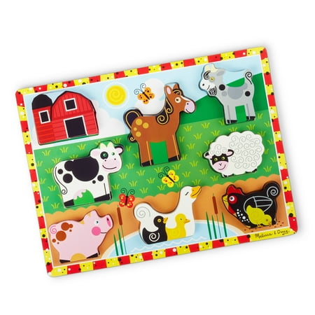 Melissa & Doug Farm Wooden Chunky Puzzle (8 Pcs) - FSC-Certified Materials