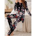 thumbnail image 3 of Women's Lounge Sets 2 Piece Dark Vintage Floral Pajamas Soft Long Sleeve Sleep Top and Pants, 3 of 7