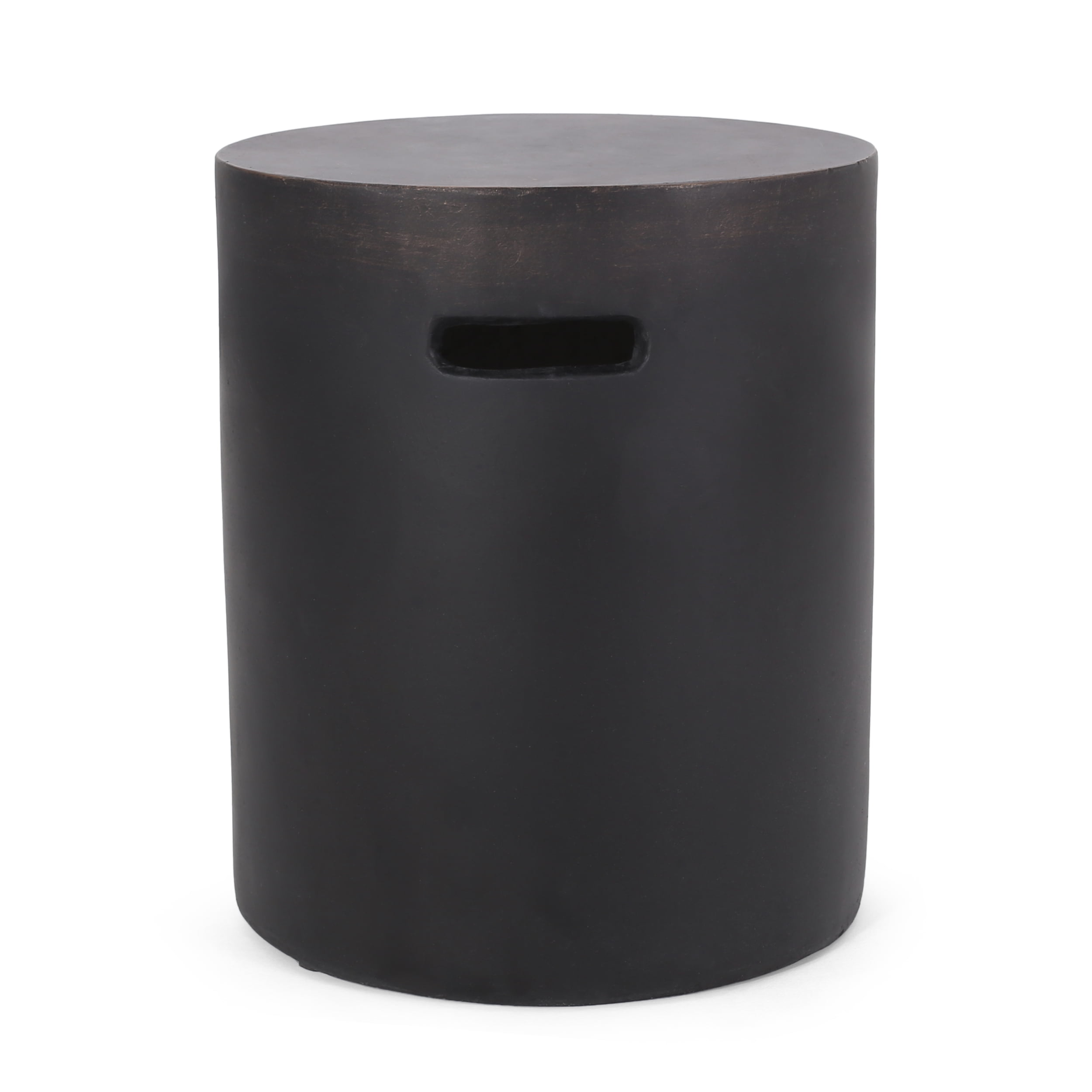 Mintazer Lightweight Accent Table with Concrete Finish, Round Side Table with Handle for Indoor, Outdoor, Copper