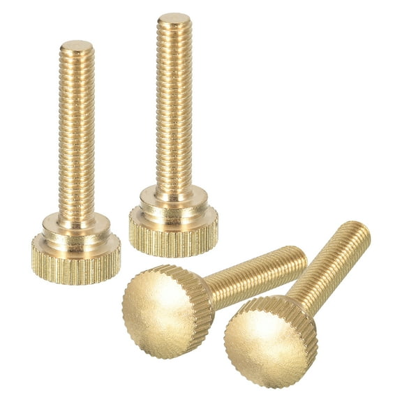 M5x25mm Knurled Thumb Screws, 4 Pack Brass Thumb Screws with Shoulder, Brass Tone
