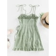thumbnail image 6 of ZAFUL Women Sexy Prom Dress Polka Dot Ruffle Backless Overlap Dress Light Green S, 6 of 8