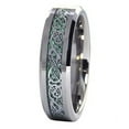 thumbnail image 4 of Wedding Rings Womens 6mm Silver Celtic Tungsten Band w/ Silver Green Carbon, 4 of 5