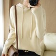 thumbnail image 2 of ATOYSOY Women's Workout Solid Color Pullover Spring Crew Neck Sweatshirts Casual Blouse Knitted Sweaters Loose Hoodie Tops Long Sleeve Shirts Winter Fashion Beige L, 2 of 3