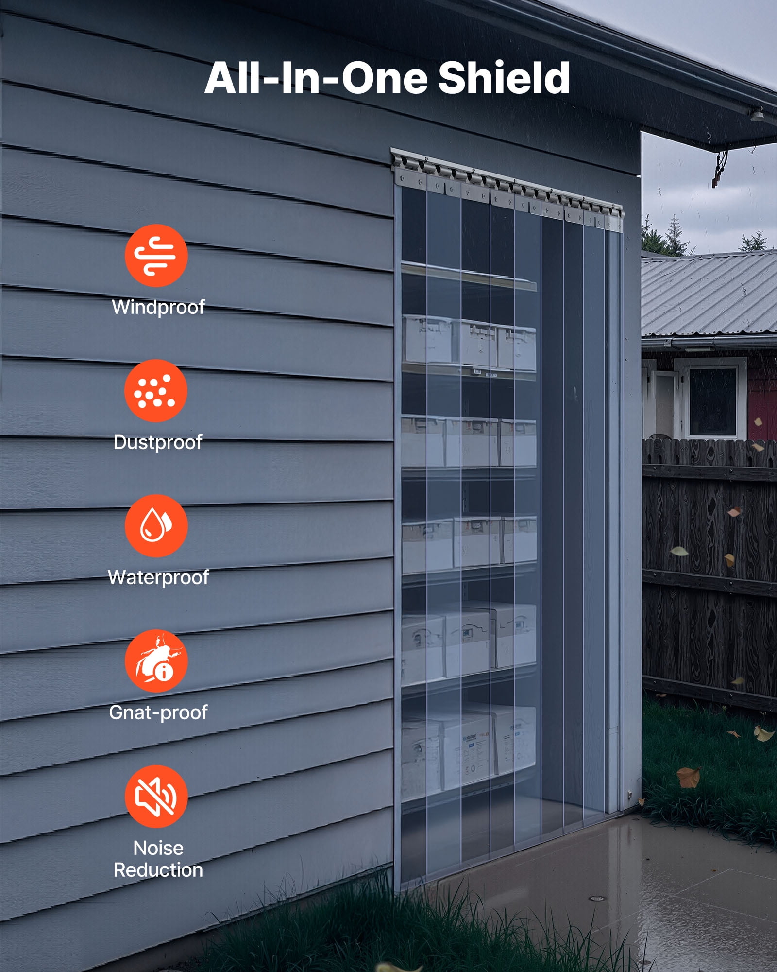 VEVOR Clear PVC Strip Curtain, 96 in Height x 60 in Width x 0.08 in Thickness, 10 PCS Walk in Freezer Cooler Curtain Strips, Smooth Waterproof Plastic Door Strips for Warehouse, Freezer, Garage Doors