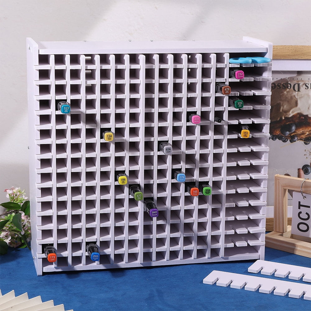 240-Hole PVC Marker Pen Organizer Storage Grided Holder Rectangle White 35x36x13cm for making