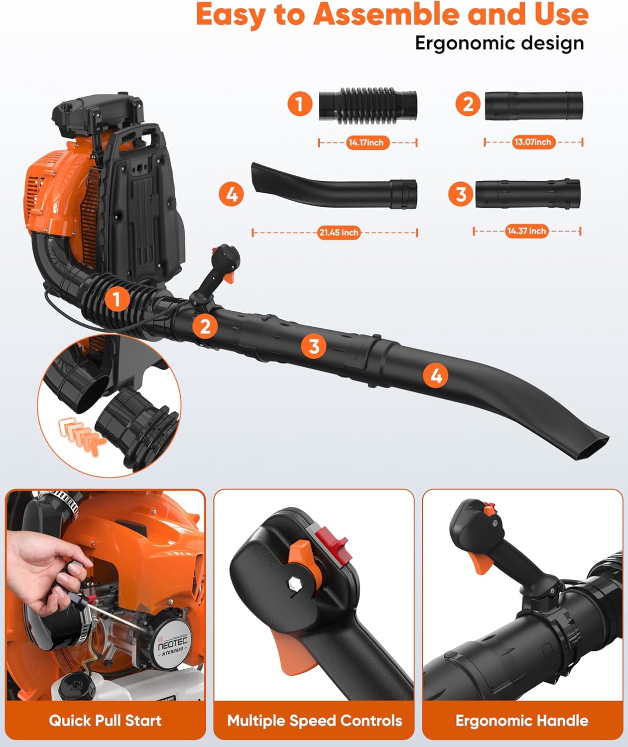 75.6CC Gas Leaf Blower Backpack 847CFM 2-Cycle Ergonomic Harness System -236 MPH Low Vibration -Cruise Control Powerful Gas Blowers for Lawn Yard Care