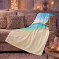 thumbnail image 6 of Calm Turquoise Shoreline with Gentle Surf, Minimal Coastal Style for Ocean Lovers, Pale Sand Beach Scene and Birthday Gift, Soft Flannel Blanket for Bedroom and Sofa, Nautical Home Decor, 6 of 9