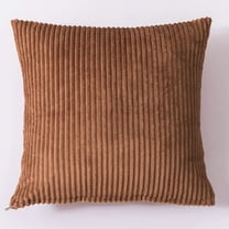 XmhyTop Set of 2 18x18in Light Brown Corduroy Throw Pillows, Soft Square Modern Striped Cushions for Living Room, Sofa, Bedroom, Car & Office Decor