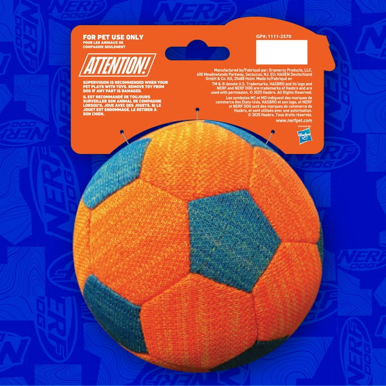 Nerf Dog X-Weave Squeak Soccer Ball for Large Dogs, Durable