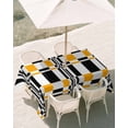 thumbnail image 3 of 60x102 Inch Outdoor Tablecloth with Umbrella Hole Zipper Rectangle Orange Black Geometric Rectangular Tablecloths Outside Waterproof Abstract Art Modern Check Plaid Patio Table Cover for Picnic Party, 3 of 8