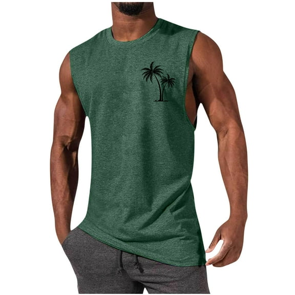 ICHUANYI Men Tank Top Crew Neck Solid Shirts Sports Shirts Sleeveless Tops Summer 2024