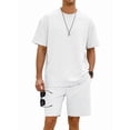 thumbnail image 4 of Men'S 2 Piece Set Summer Outfits Casual Short Sleeve Shirt and Shorts Suits White M, 4 of 8