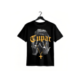 thumbnail image 1 of Women's Soft & Comfortable Graphic Tee Classic Black T-Shirt with artistic "" Print Cross Necklace Design & Golden Lettering Perfect for Casual attire, 1 of 6