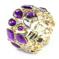 thumbnail image 3 of Purple Crystal Stretch Bracelet - Chunky Statement Jewelry with Iridescent Stones Bracelet Gold, 3 of 7