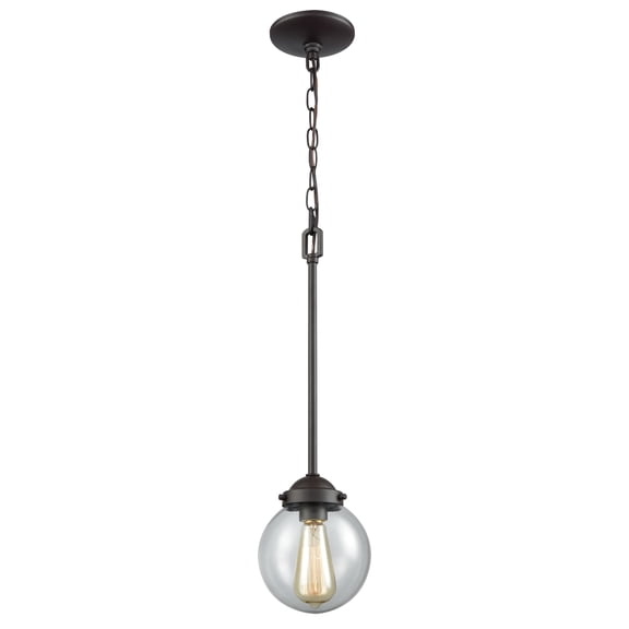 Atlas Lighting and Home 1-Light Hanging Mini Ceiling Pendant Light with Clear Glass Globe Shade - 7"