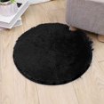 thumbnail image 1 of Black Round Rug Faux Fur Sheepskin Area Rugs Fluffy Plush Carpet Washable Shaggy Mat for Dorm Preppy Room Decor, 1.3 ft, 1 of 7
