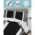 thumbnail image 4 of Quilts Twin-XL Size Bedding Set, Farmhouse Black Lightweight Quilted Comforter, Aesthetic Modern Line Striped Soft Reversible Bedspread Coverlet with Pillow Covers for All Season, 68" x 98", 4 of 7