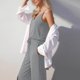 thumbnail image 4 of Pantalones Casuales para Mujeres de Verano sin Mangas Pantalones Largos Sudadera con Cuello en V Y Bolsillo, Sudaderas Casuales para Mujeres de Verano para Diario Y Fiesta, 4 of 7