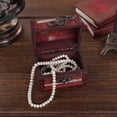 thumbnail image 3 of Visland Retro Stamp Style Metal Lock Wooden Jewelry Storage Box Treasure Necklace Case, 3 of 6