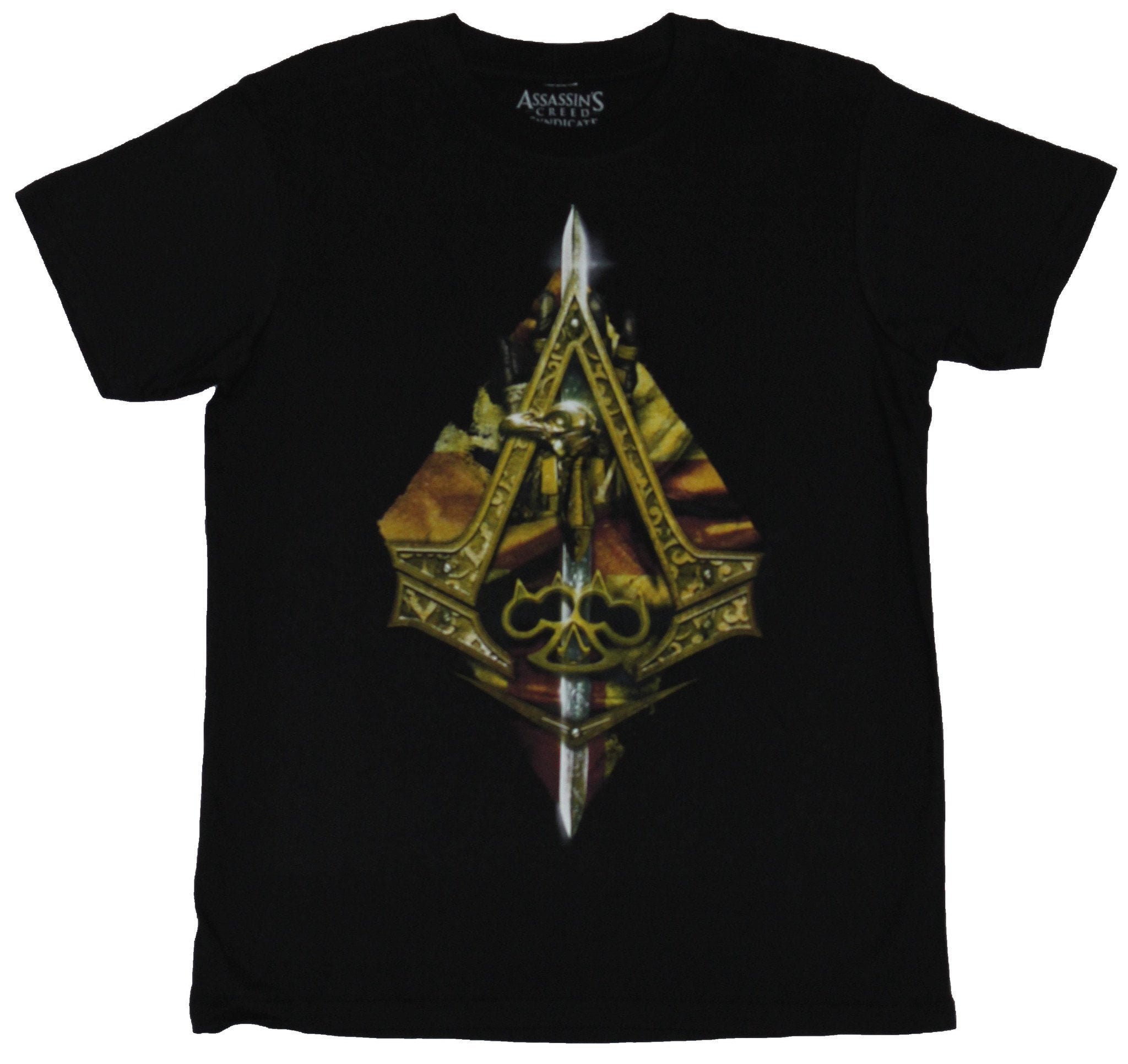 Assassin S Creed Syndicate Mens T Shirt Golden Trident A Logo Collage Walmart Com