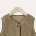 thumbnail image 4 of BLVB Boys Girls Fuzzy Fleece Vest Sherpa Warm Winter Sleeveless Button down Kids Jackets Coats with Pockets(Khaki,6-7 Years), 4 of 5