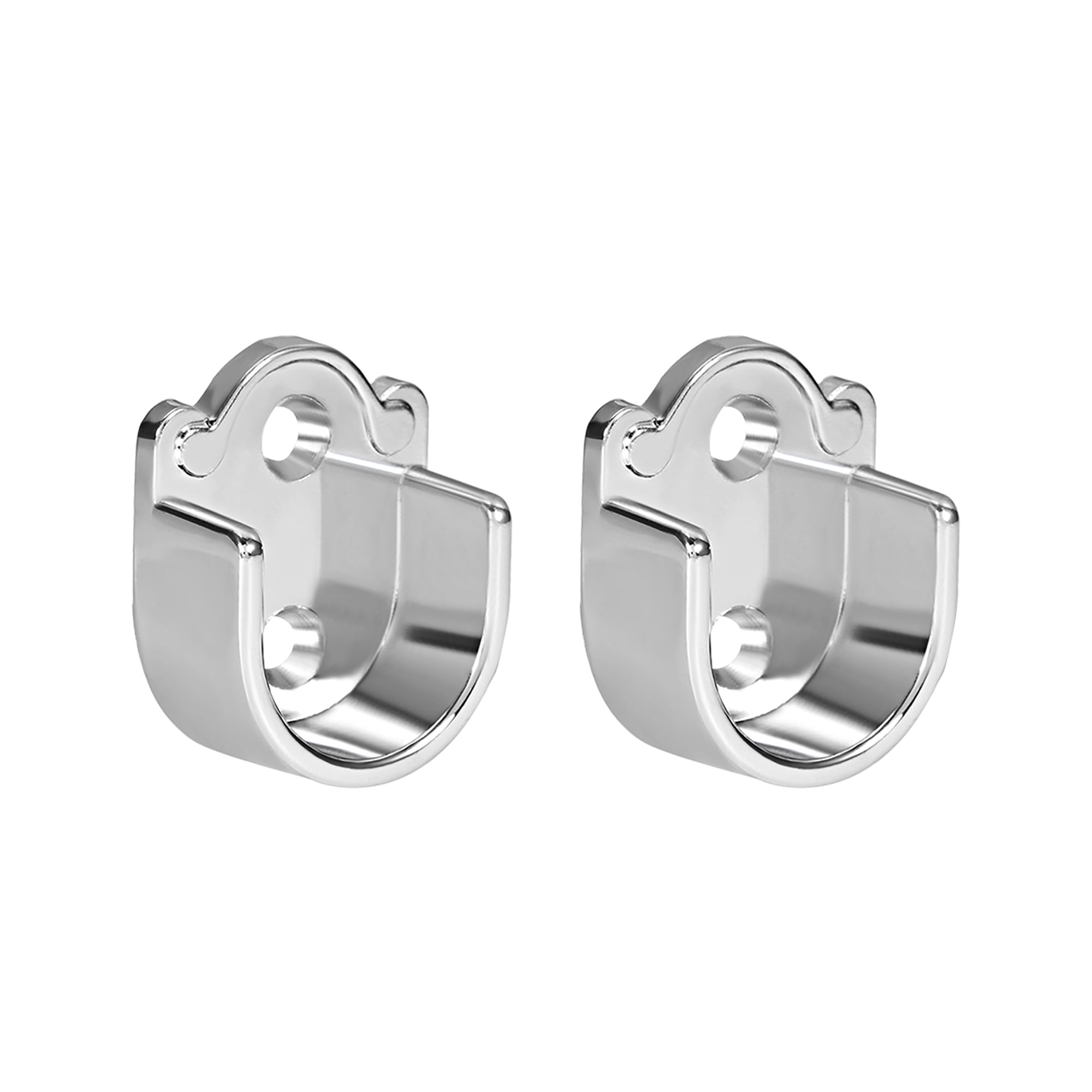 2Pcs Zinc Alloy Wardrobe Closet Rod Bracket, Shower Curtain Rod Pole End Supports Sockets Flange Holder Fit Rod Dia 22mm