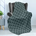 thumbnail image 4 of Blue Soft Flannel Fleece Blanket, Fish Flakes Like Image with Vintage Style Geometrical Triangle Details Print, Cozy Plush for Indoor and Outdoor Use, 60" x 80", Dark Blue and White, by Ambesonne, 4 of 5