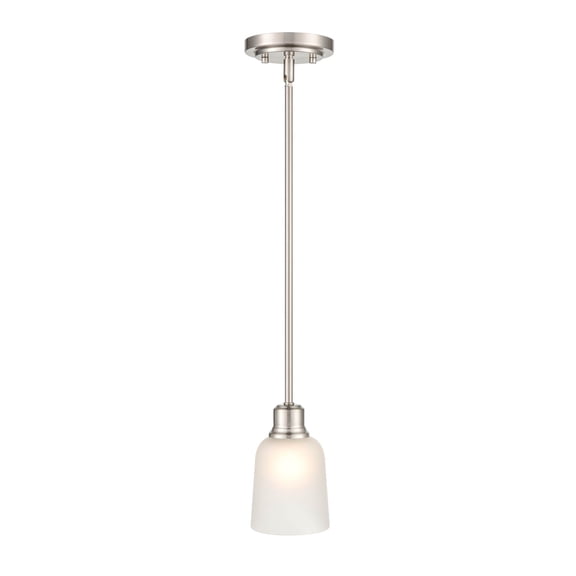 Millennium Lighting  Amberle 1 Light Brushed Nickel Pendant with Frosted White Glass Shade