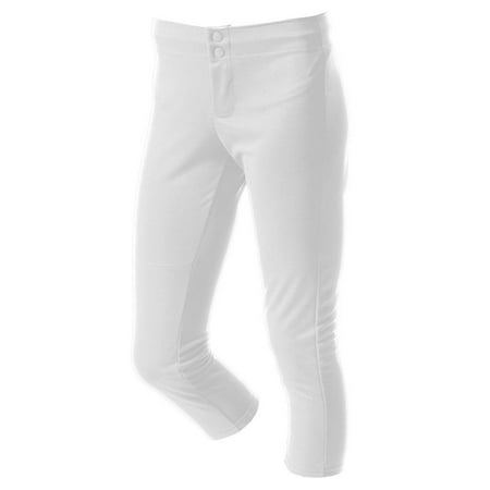 - A4 Apparel NW6166 Womens Elastic Bottom Softball Pant - White - Small