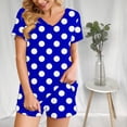 thumbnail image 6 of Titcea Women's Pajama Sets Pleated Front V Neck Polka Dots Printed Short Sleeve Short Sets Loose Comfort Summer Casual Loungewear Sets, Gifts for Her, 6 of 6