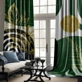 thumbnail image 3 of Green and Gold Patterned Blackout Curtains Boho Mid Century Modern Aesthetic Thermal Grommet Window Drapes for Bedroom Living Room Black Out 2 Panels Set-52"W x 63"L (Pack of 2), 3 of 7