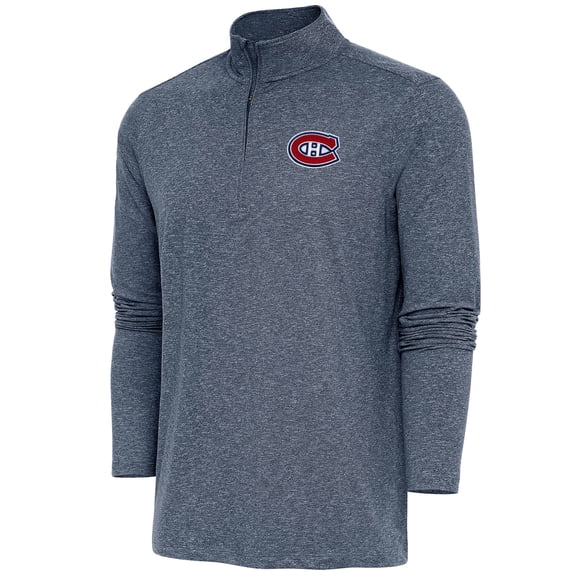 Men's Antigua  Heather Navy Montreal Canadiens Hunk Quarter-Zip Pullover Top