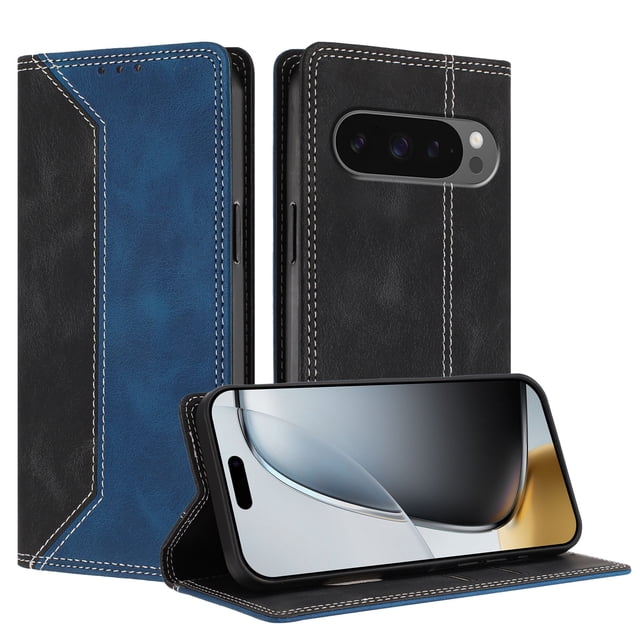 Phone Case for Google Pixel 10 Pro XL FOXDOCK Premium Leather,Creative Dual-Color Cover with Card Slot,Shockproof