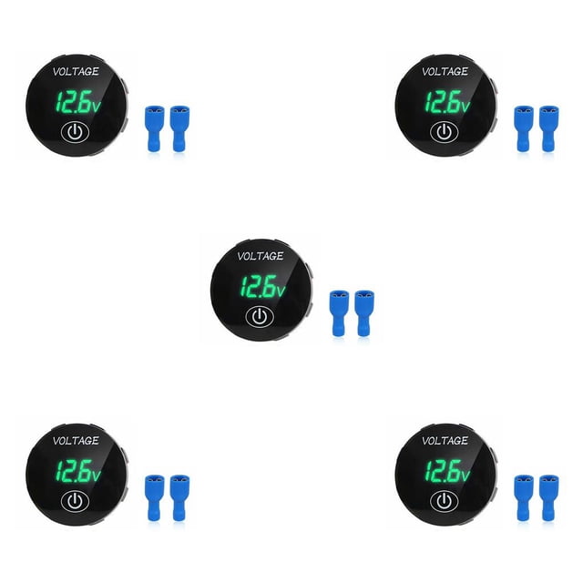 relayinert DC 5V-48V Voltmeter Digital Display Car Voltage Meter Replacement Parts Green 5Set