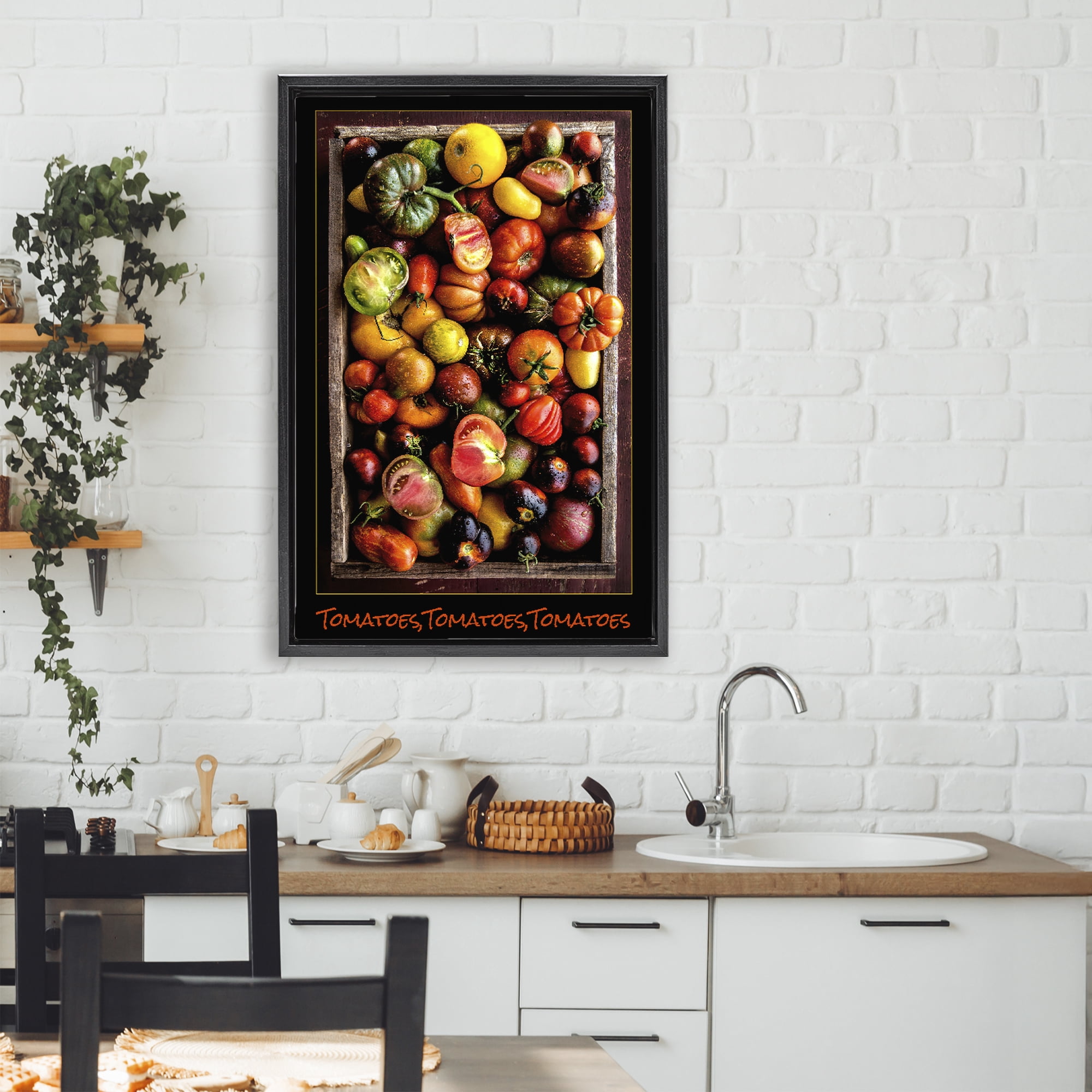 Stupell Industries Ripe & Bountiful Tomato Harvest Black Framed Floater Canvas Wall Art, design by Carl Kravats