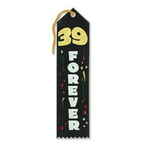 Pack of 6 Black "39 Forever Award" School Award Ribbon Bookmarks 8"