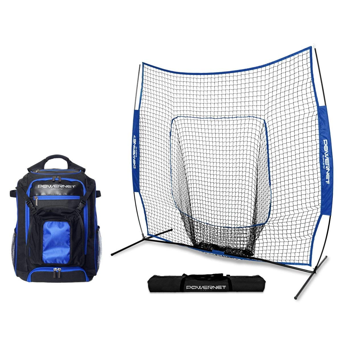 7x7 Baseball Softball Hitting Net Bundle with XL Bat/Gear