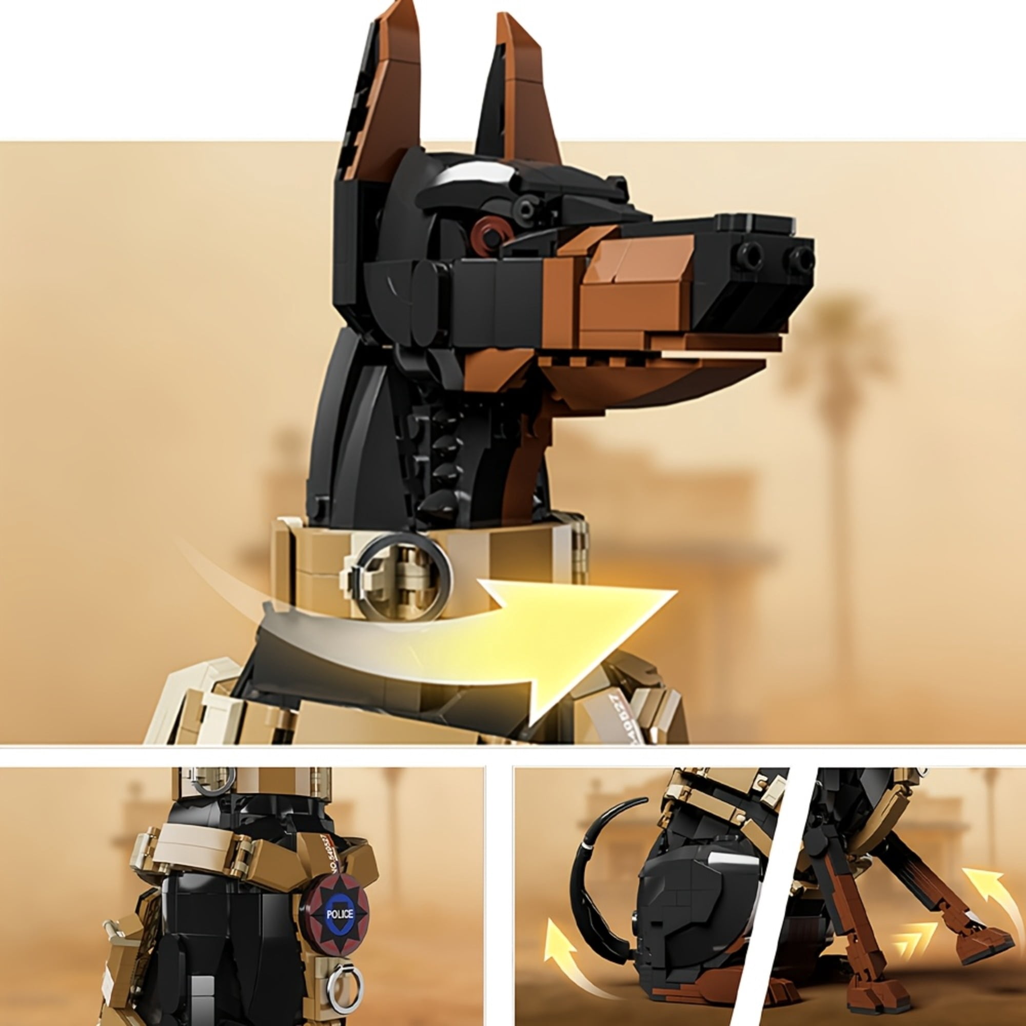 Remocguys Tactical Doberman Dog Building Set Compatible with Lego Animal Collectible Model Kit Home Decor for Adults 1376pcs
