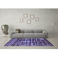 thumbnail image 3 of Ahgly Company Machine Washable Indoor Square Oriental Blue Industrial Area Rugs, 4' Square, 3 of 4
