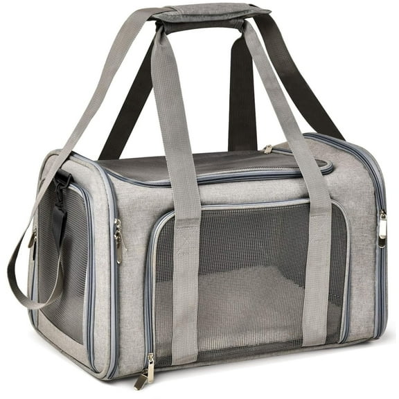 Yileqi Cat, Dog Carrier for Small Medium Cats Puppies up to 15 Lbs, TSA Airline Approved Carrier Soft Sided, Collapsible Travel Puppy Carrier - Grey