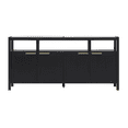 thumbnail image 4 of Walker Edison Modern Solid Wood 58" TV Stand with Glass Top, Black, 4 of 12