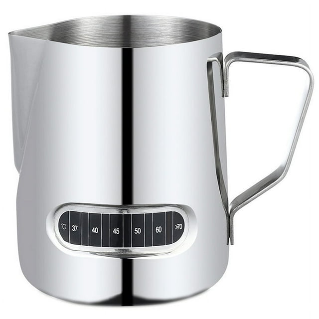Milk Frother Temperature Display Milk Frother Pot and Cup for Latte Art 350ml,1 x milk bubble pot