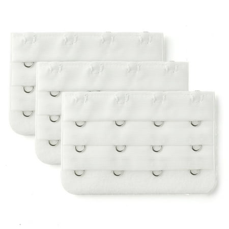 

Unique Bargains 3pcs Women 3 Rows 4-hook Bra Strap Extension Bra Extender White