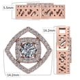 thumbnail image 3 of Nana Double Square Dancing Stone Pendant Silver & CZ W/0.8mm 22" Adjustable Box Chain-Rose Gold Flashed, 3 of 7