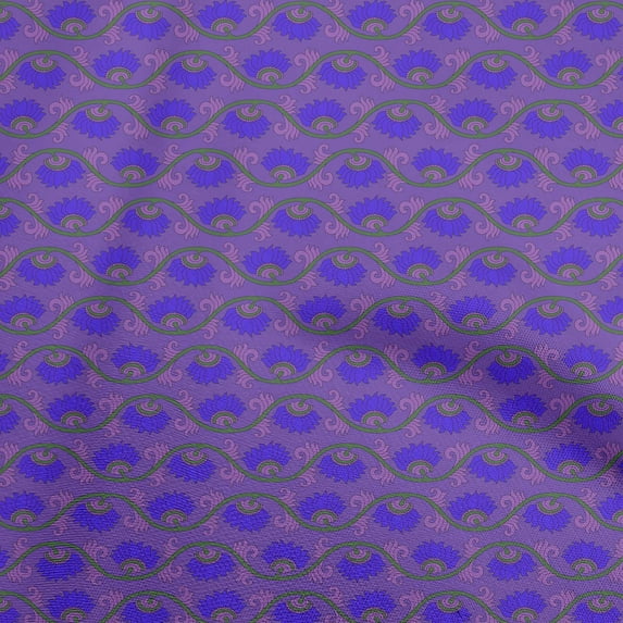 oneOone Cotton Poplin Purple Fabric Floral Craft Projects Decor Fabric Printed By The Yard 56 Inch Wide