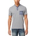thumbnail image 1 of INC - Camiseta henley con bolsillo en contraste para hombre, gris, grande, 1 of 1