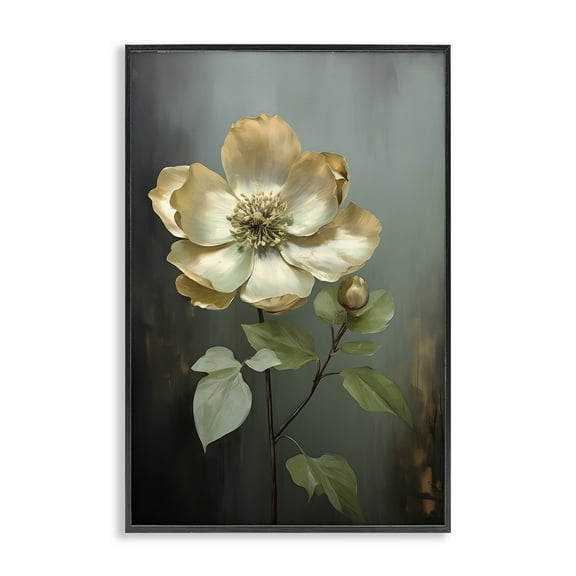 Stupell Industries White Floret Petals Botanical & Floral Painting Black Framed Art Print Wall Art, 12 x 18