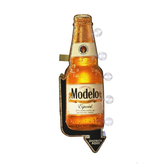 Light Up LED Modelo Beer Bottle Metal Sign Tin Home Bar Garage Wall Art Man Cave Shop Decor