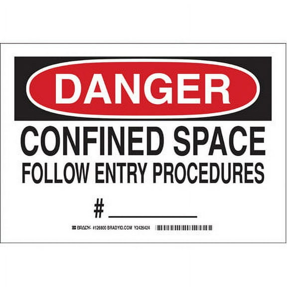 Pack of 1, Brady 126798, B5557X10Blk/Red/Whtdangerconfined